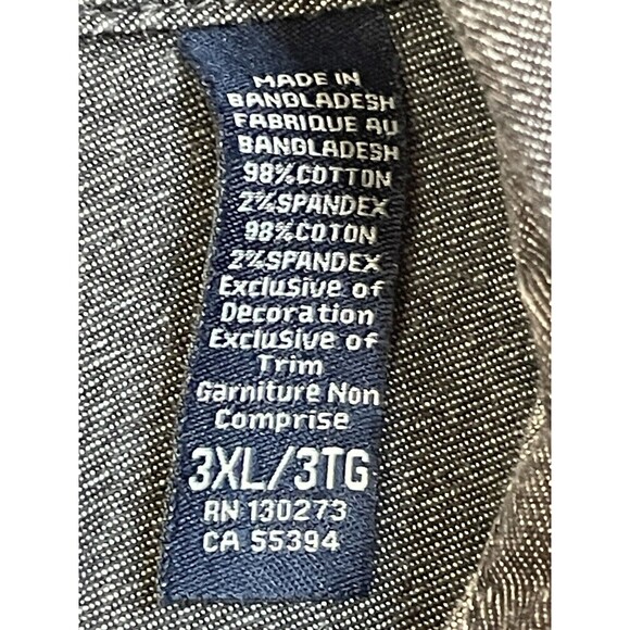 Wrangler Men’s Button Up Shirt Size 3XL Grey Acid wash - Picture 3 of 5